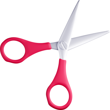 Pembe saplı 3D renkli makas