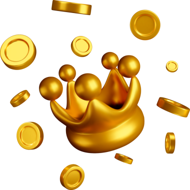 3 Boyutlu Altın Taç ve Yüzen Paralar