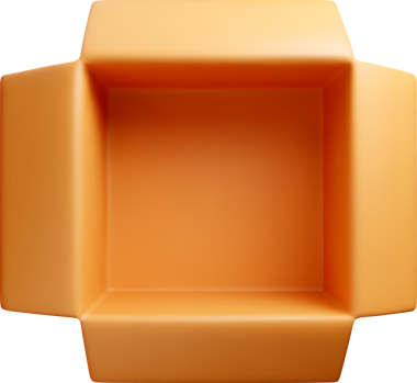 Üst Tasarımı Açık olan 3D Turuncu Kutu