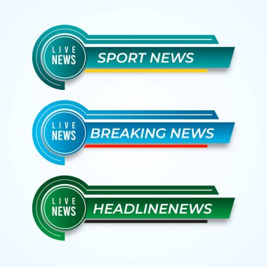 tv news bar. bar newspaper. bar social media. Television broadcast media title banner.