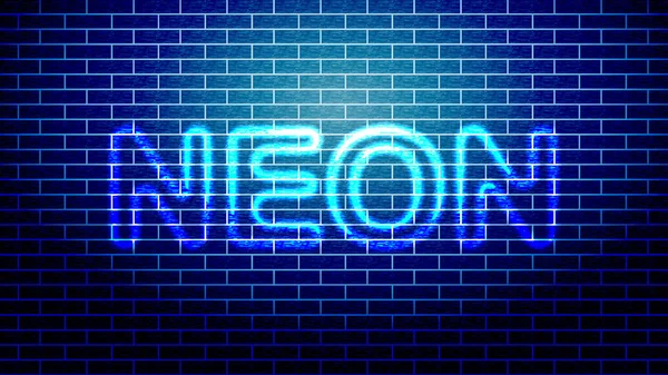 Baksteen Muur Achtergrond Neon Licht — Stockvector