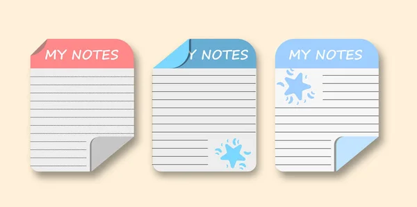 Scrapbook Notes Cards Diary Page Notebook Notepad Bookmark Design Daily — стоковый вектор