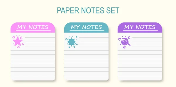 Scrapbook Notes Cards Diary Page Notebook Notepad Bookmark Design Daily — 图库矢量图片