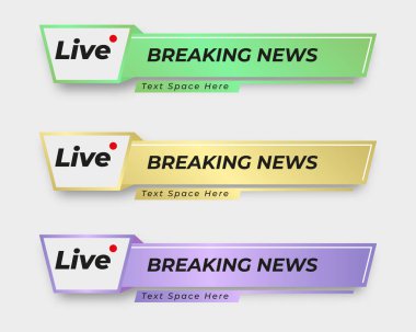 set  tv news bar. bars newspaper. social media bars. Television broadcast media title banner. title bar clipart