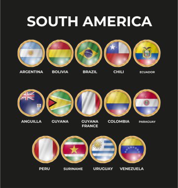 Dairesel Güney Amerika bayraklarının 3D çizimleri