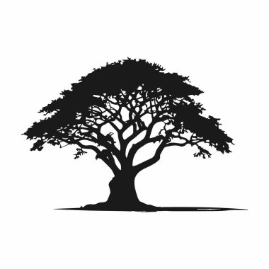 Vektör Vuruşlarında Banyan Ağacı Silüeti