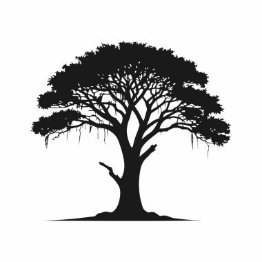 Vektör Vuruşlarında Banyan Ağacı Silüeti