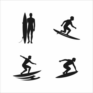  Minimalist Sörf Tahtası Sürücüsü Siluet Logo Tasarımı