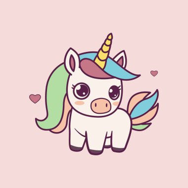 Sevimli Kawaii Tekboynuz Renkli Yelesi ve Kuyruğu ile