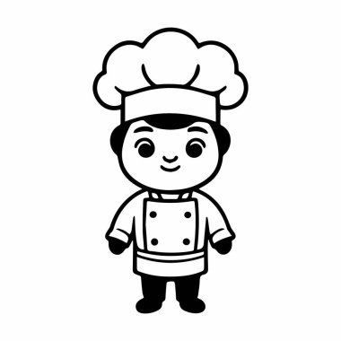 Aşçılık Logosu Çizgi Film Şefi Karakteri Çizimi