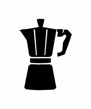 Klasik Moka Pot Kahve Yapıcı Siluet Siyah Simge