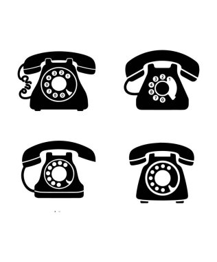 Vintage Retro Rotary Telefon Simgesi Koleksiyonu