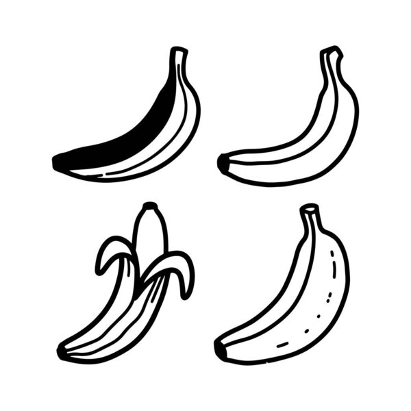 Four Simple Black and White Bananas