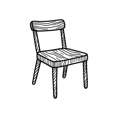 Basit Tahta Sandalye El Çizimi Çizimi