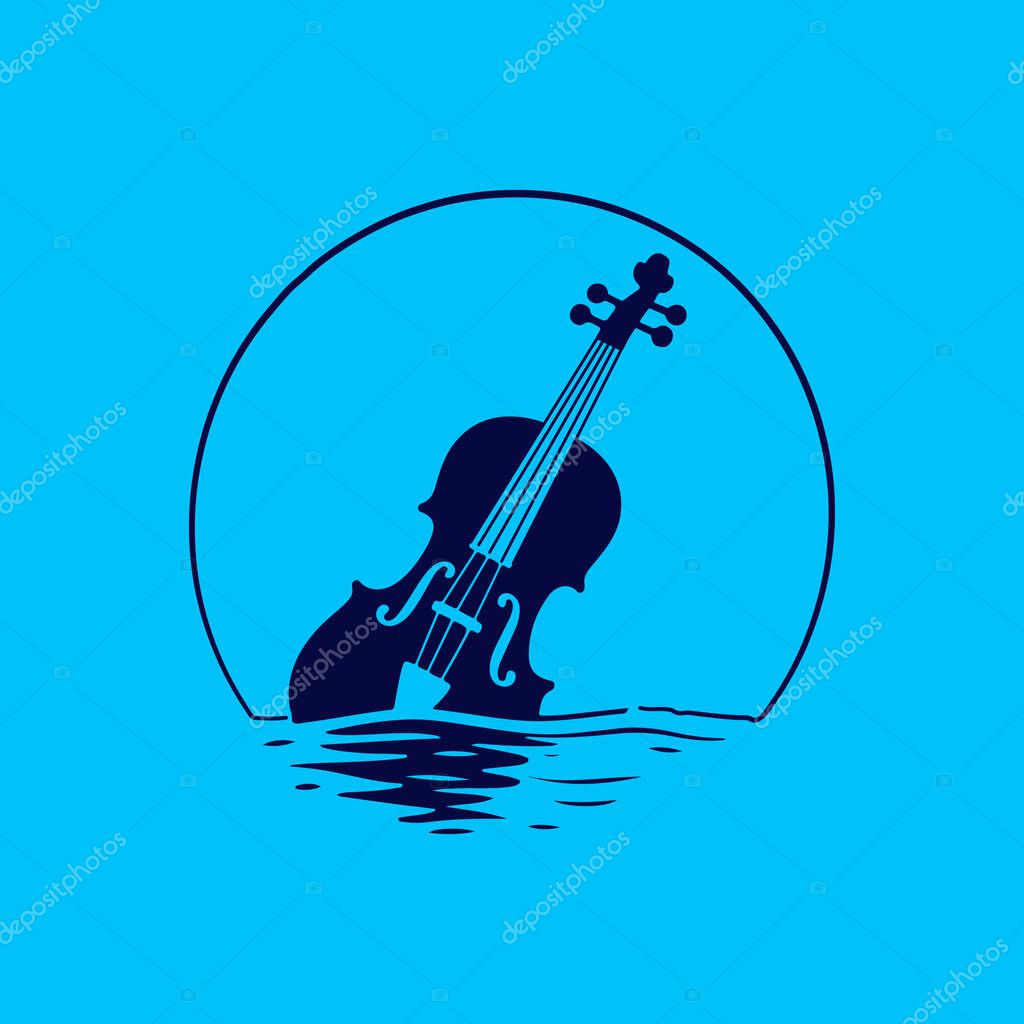 Elegant Violin Sunset Music Logo Design