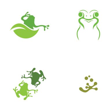 Kurbağa Logosu Şablon çizim dizaynı
