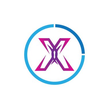 X harfi logo çizim şablonu işi