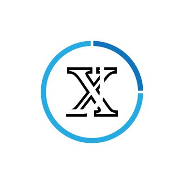 X harfi logo çizim şablonu işi