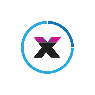 X harfi logo çizim şablonu işi