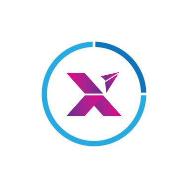 X harfi logo çizim şablonu işi