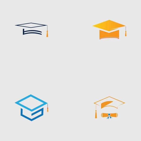 灰色の背景に幸せな卒業ロゴデザインテンプレートのベクトルグラフィックイラスト — ストックベクタ