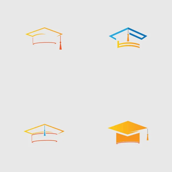 Vektorgrafische Illustration Der Glücklichen Graduierung Logo Design Vorlage Auf Grauem — Stockvektor