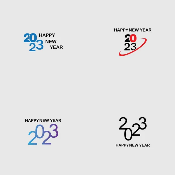 Zestaw Szczęśliwego Nowego Roku 2023 Wektor Ilustracji Wzór Projektu — Wektor stockowy