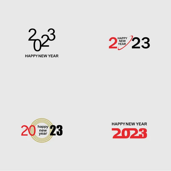 Set Happy New Year 2023 Vector Illustration Design Template — Vettoriale Stock