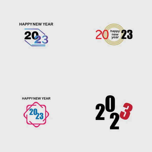 Set Happy New Year 2023 Vector Illustration Design Template — стоковый вектор