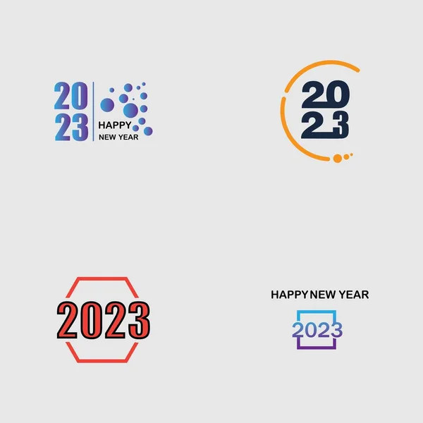 Set Happy New Year 2023 Vector Illustration Design Template — Vettoriale Stock