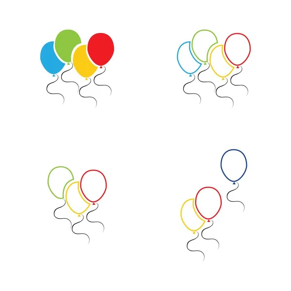 Set Ballonnen Pictogram Ontwerp Feestviering Verjaardag Decoratie Entertainment Vector Illustratie — Stockvector