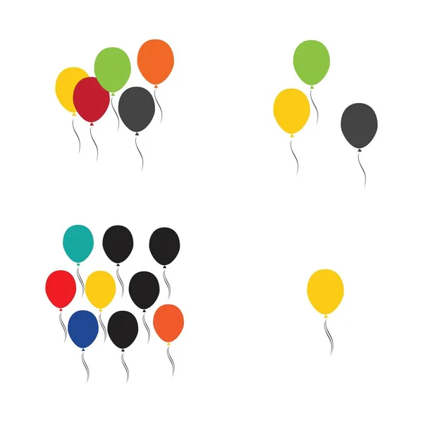 Zestaw Ikon Balonów Impreza Uroczystości Urodzinowych Dekoracji Wakacyjnych Rozrywki Wektor — Wektor stockowy