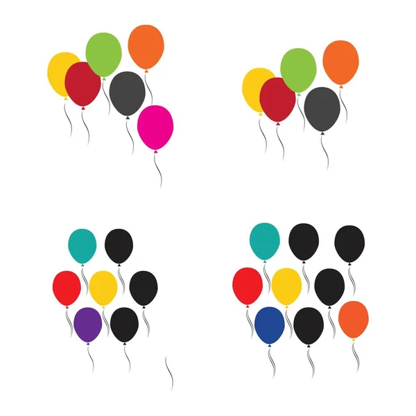 Conjunto Balões Ícone Design Festa Celebração Aniversário Feriado Decoração Entretenimento — Vetor de Stock