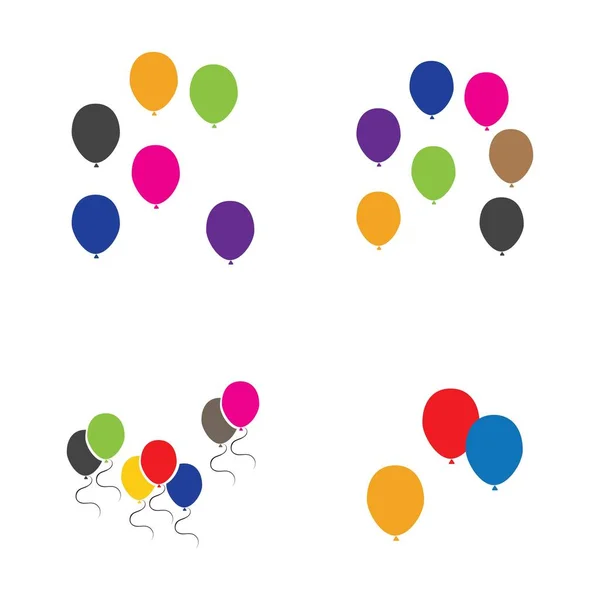 Conjunto Balões Ícone Design Festa Celebração Aniversário Feriado Decoração Entretenimento — Vetor de Stock