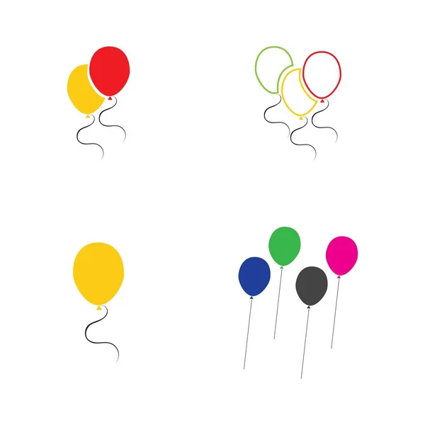Conjunto Diseño Iconos Globos Fiesta Celebración Cumpleaños Fiesta Decoración Entretenimiento — Vector de stock