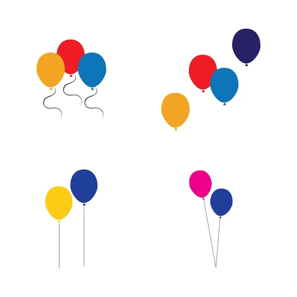 Ensemble Conception Icône Ballons Fête Fête Anniversaire Décoration Vacances Divertissement — Image vectorielle