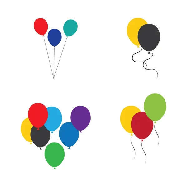Set Balloons Icon Design Party Celebration Birthday Holiday Decoration Entertainment — Stock Vector