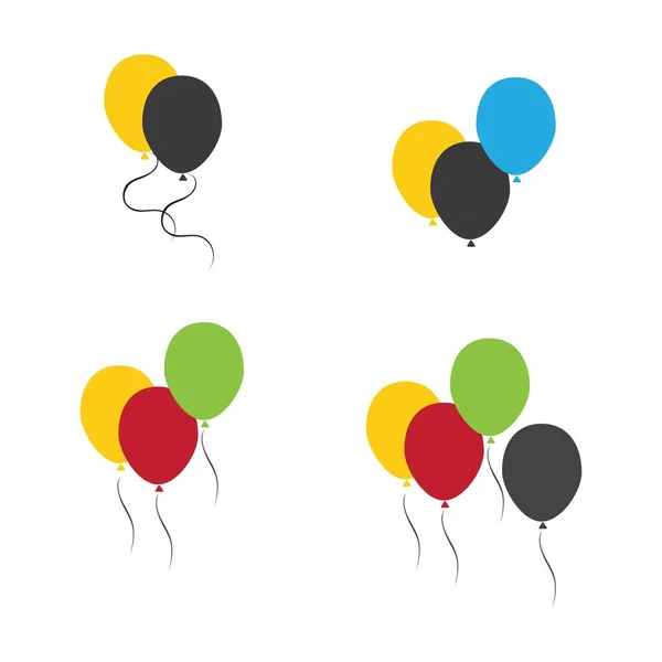 Ensemble Conception Icône Ballons Fête Fête Anniversaire Décoration Vacances Divertissement — Image vectorielle