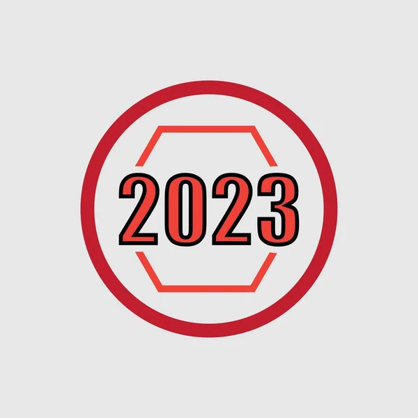 Gott Nytt 2023 Logo Vektor Illustration Design Mall Grå Bakgrund — Stock vektor