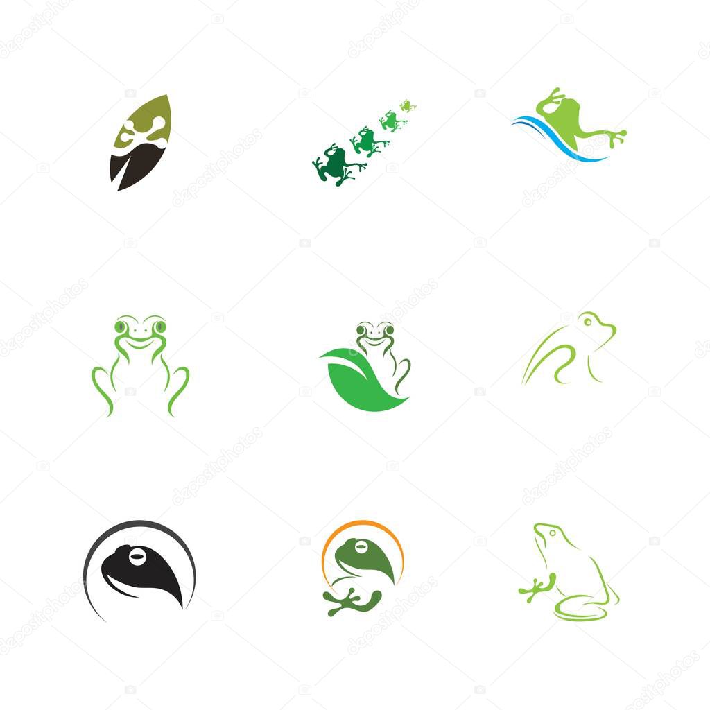 The animals Frog Logo set  Template vector illustration design
