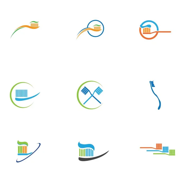 Kreative Set Zahnbürste Mit Zahnpasta Logo Symbol Vektorvorlage Illustration Design — Stockvektor