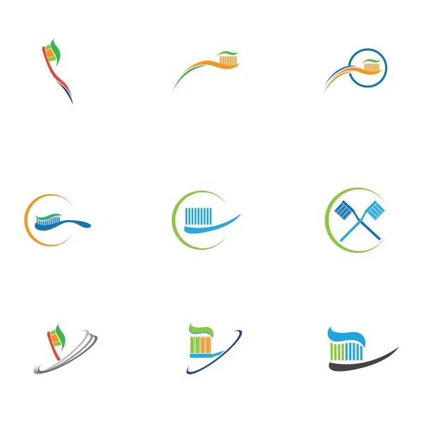 Kreative Set Zahnbürste Mit Zahnpasta Logo Symbol Vektorvorlage Illustration Design — Stockvektor