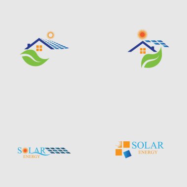 Solar logo enerji ikonu vektör tasarımı seti