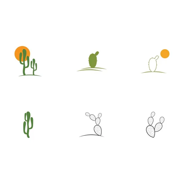 Набор Векторных Иллюстраций Дизайна Логотипа Cactus — стоковый вектор