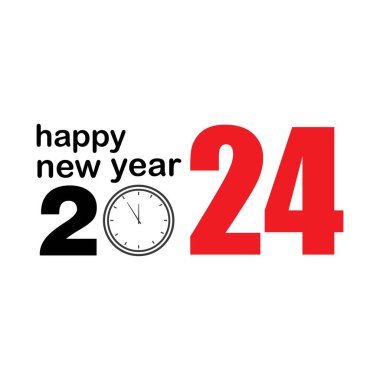 Mutlu yıllar 2024 logo illüstrasyon tasarımı 