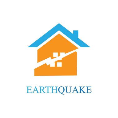 Deprem logo ikonu tasarım şablonunun vektör çizimi