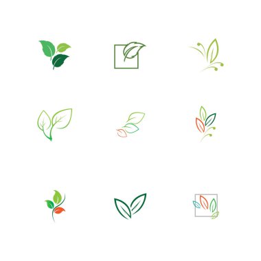 leaf logo and symbol set illustrasi design template, eco friendly concept
