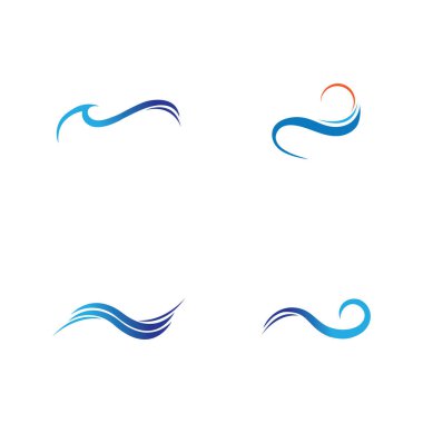 Su dalgası ikonu vektör çizim logosu kümesi