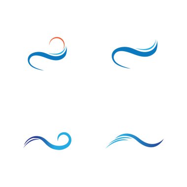 Su dalgası ikonu vektör çizim logosu kümesi