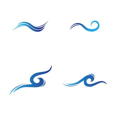 Su dalgası ikonu vektör çizim logosu kümesi